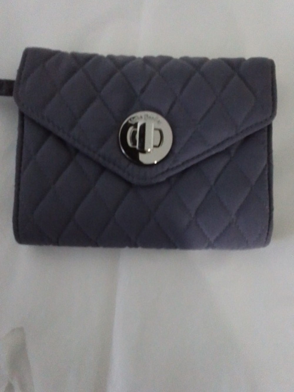 Vera Bradley Quilted Gray Women's Crossbody Wallet - Classic Turn-Lock - Picture 1 of 4